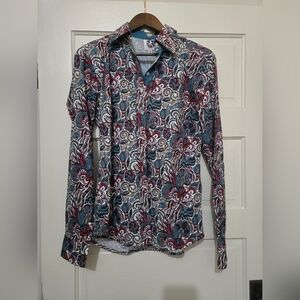 Floral Button Down Shirt - Pink and Blue